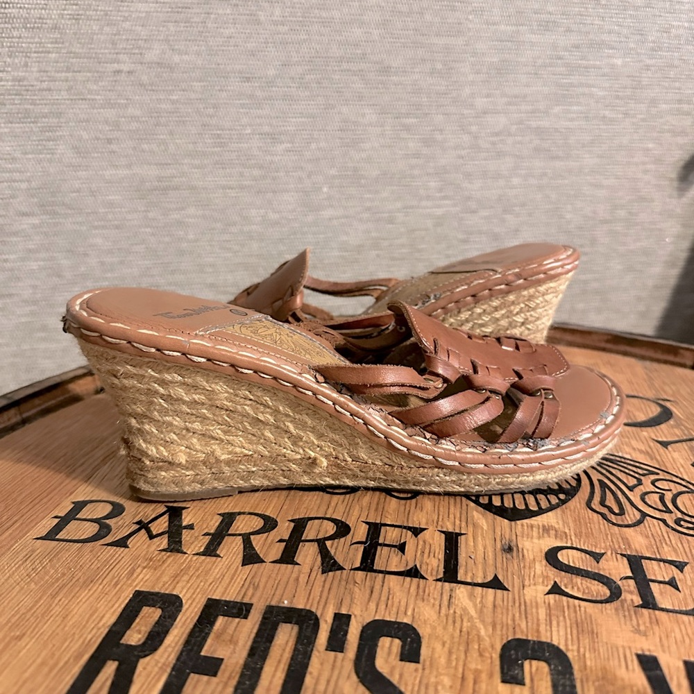 Tan Brown Leather Espadrilles